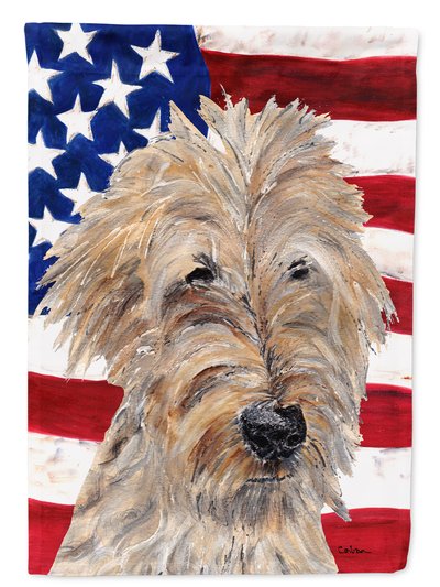 Caroline's Treasures 11 x 15 1/2 in. Polyester Golden Doodle with American Flag Garden Flag 2-Sided 2-Ply product