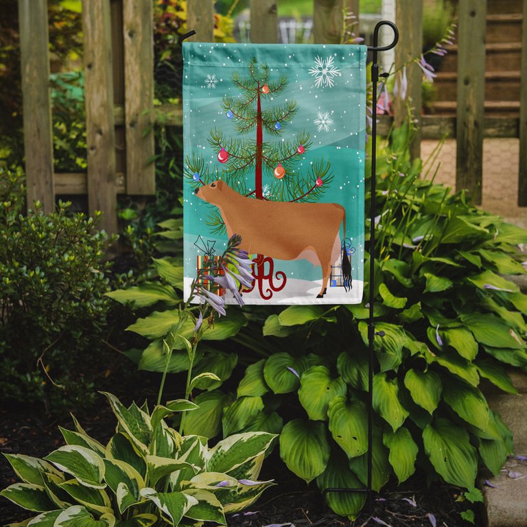 11 x 15 1/2 in. Polyester Jersey Cow Christmas Garden Flag 2-Sided 2-Ply