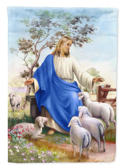 Caroline's Treasures 11 x 15 1/2 in. Polyester Jesus and his flock of sheep Garden Flag 2-Sided 2-Ply product