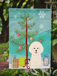 11 x 15 1/2 in. Polyester Merry Christmas Tree Bichon Frise Garden Flag 2-Sided 2-Ply