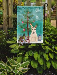 11 x 15 1/2 in. Polyester Merry Christmas Tree Bull Terrier White Garden Flag 2-Sided 2-Ply