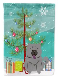 11 x 15 1/2 in. Polyester Merry Christmas Tree Chow Chow Blue Garden Flag 2-Sided 2-Ply