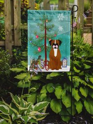 11 x 15 1/2 in. Polyester Merry Christmas Tree Flashy Fawn Boxer Garden Flag 2-Sided 2-Ply