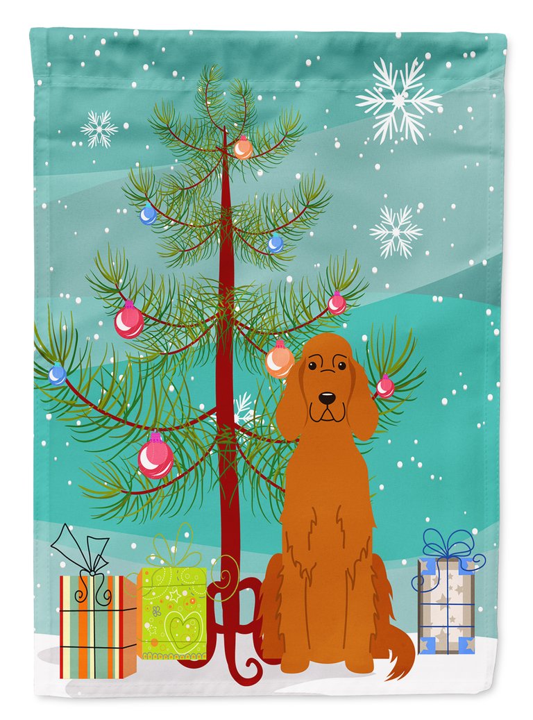 11 x 15 1/2 in. Polyester Merry Christmas Tree Irish Setter Garden Flag 2-Sided 2-Ply
