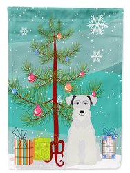 11 x 15 1/2 in. Polyester Merry Christmas Tree Miniature Schnauzer White Garden Flag 2-Sided 2-Ply