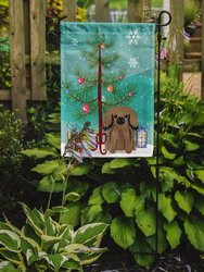 11 x 15 1/2 in. Polyester Merry Christmas Tree Pekingese Tan Garden Flag 2-Sided 2-Ply