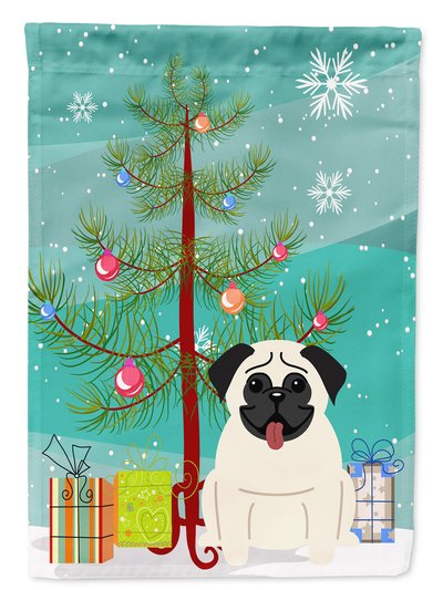 Caroline's Treasures 11 x 15 1/2 in. Polyester Merry Christmas Tree Pug Cream Garden Flag 2-Sided 2-Ply product