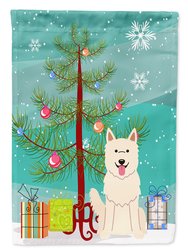 11 x 15 1/2 in. Polyester Merry Christmas Tree White German Shepherd Garden Flag 2-Sided 2-Ply