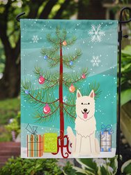11 x 15 1/2 in. Polyester Merry Christmas Tree White German Shepherd Garden Flag 2-Sided 2-Ply