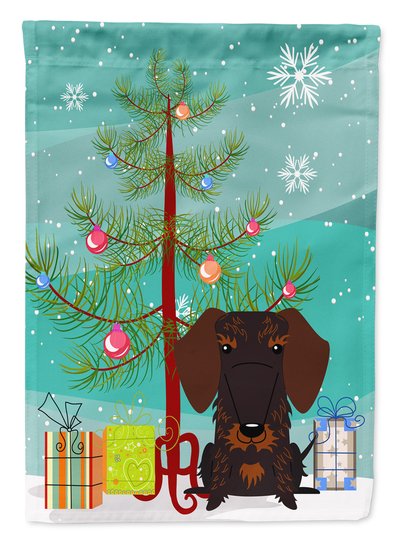Caroline's Treasures 11 x 15 1/2 in. Polyester Merry Christmas Tree Wire Haired Dachshund Chocolate Garden Flag 2-Sided 2-Ply product
