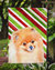 11 x 15 1/2 in. Polyester Pomeranian Candy Cane Holiday Christmas Garden Flag 2-Sided 2-Ply