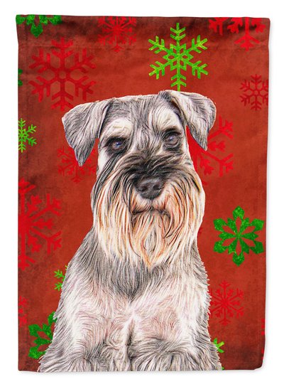 Caroline's Treasures 11 x 15 1/2 in. Polyester Red Snowflakes Holiday Christmas  Schnauzer Garden Flag 2-Sided 2-Ply product