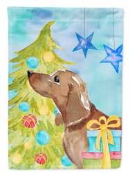 11 x 15 1/2 in. Polyester Red Tan Dachshund Christmas Garden Flag 2-Sided 2-Ply