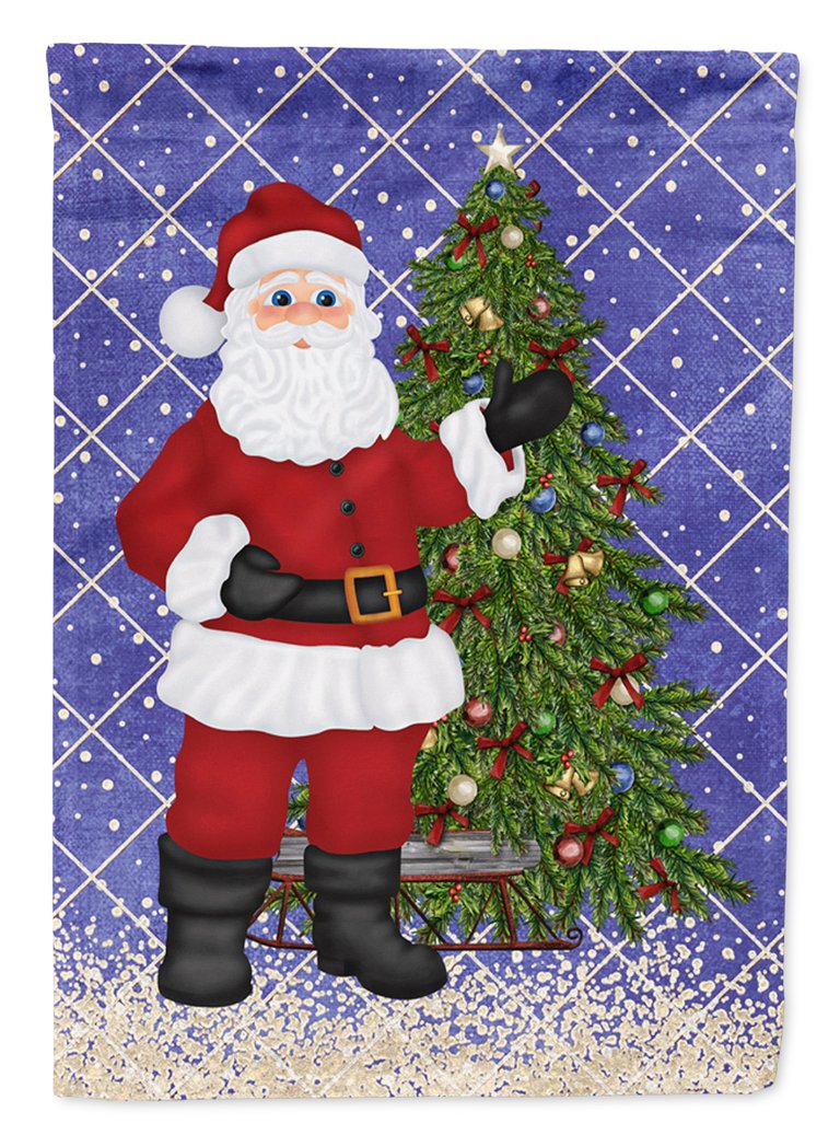 11 x 15 1/2 in. Polyester Santa Claus and Christmas Tree Garden Flag 2-Sided 2-Ply