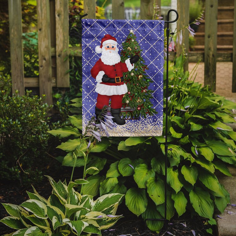 11 x 15 1/2 in. Polyester Santa Claus and Christmas Tree Garden Flag 2-Sided 2-Ply