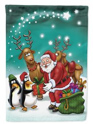 11 x 15 1/2 in. Polyester Santa Claus Christmas with the penguins Garden Flag 2-Sided 2-Ply