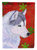 11 x 15 1/2 in. Polyester Siberian Husky Red Green Snowflake Holiday Christmas Garden Flag 2-Sided 2-Ply