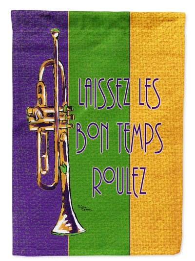 Caroline's Treasures 11 x 15 1/2 in. Polyester Trumpet Mardi Gras laissez la bonne temps rouler Garden Flag 2-Sided 2-Ply product