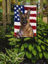 11 x 15 1/2 in. Polyester USA American Flag with German Shepherd Garden Flag 2-Sided 2-Ply