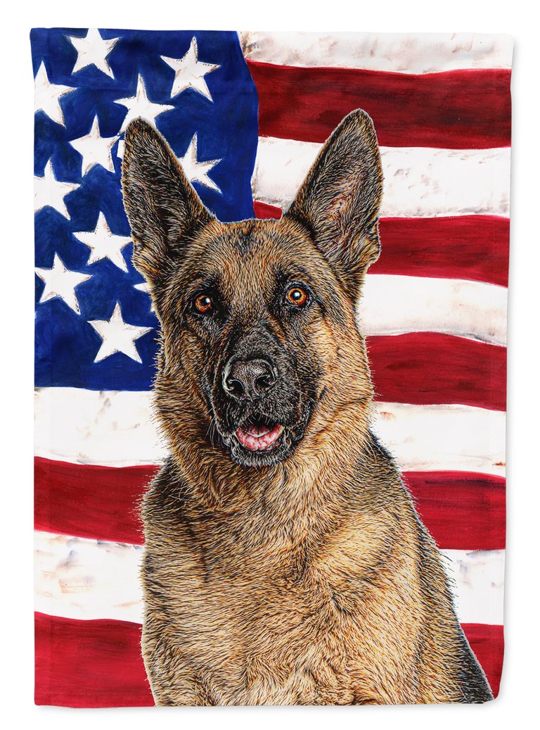 11 x 15 1/2 in. Polyester USA American Flag with German Shepherd Garden Flag 2-Sided 2-Ply