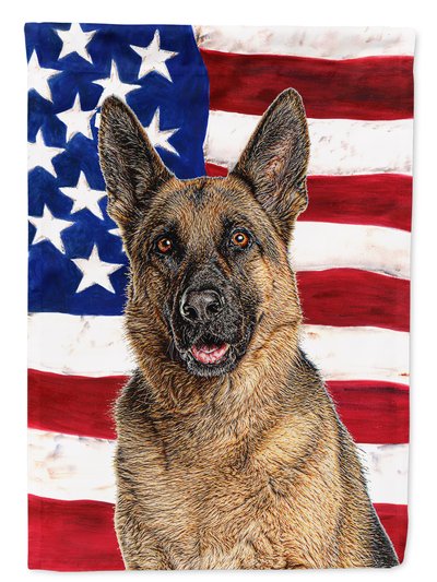 Caroline's Treasures 11 x 15 1/2 in. Polyester USA American Flag with German Shepherd Garden Flag 2-Sided 2-Ply product