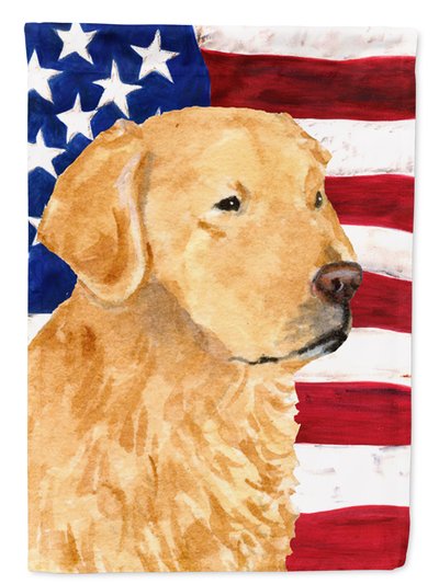 Caroline's Treasures 11 x 15 1/2 in. Polyester USA American Flag with Golden Retriever Garden Flag 2-Sided 2-Ply product