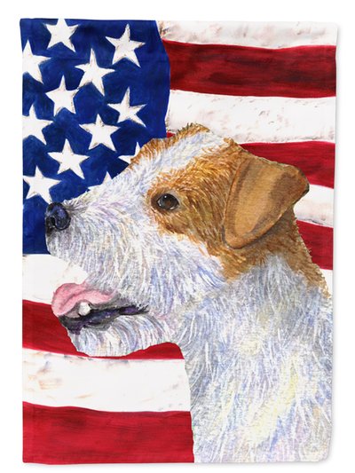 Caroline's Treasures 11 x 15 1/2 in. Polyester USA American Flag with Jack Russell Terrier Garden Flag 2-Sided 2-Ply product