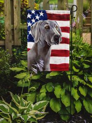 11 x 15 1/2 in. Polyester USA American Flag with Weimaraner Garden Flag 2-Sided 2-Ply