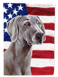 11 x 15 1/2 in. Polyester USA American Flag with Weimaraner Garden Flag 2-Sided 2-Ply