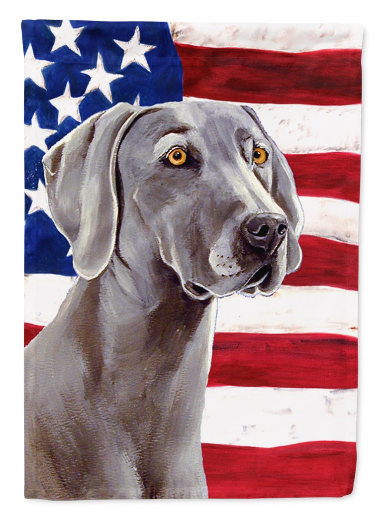 11 x 15 1/2 in. Polyester USA American Flag with Weimaraner Garden Flag 2-Sided 2-Ply