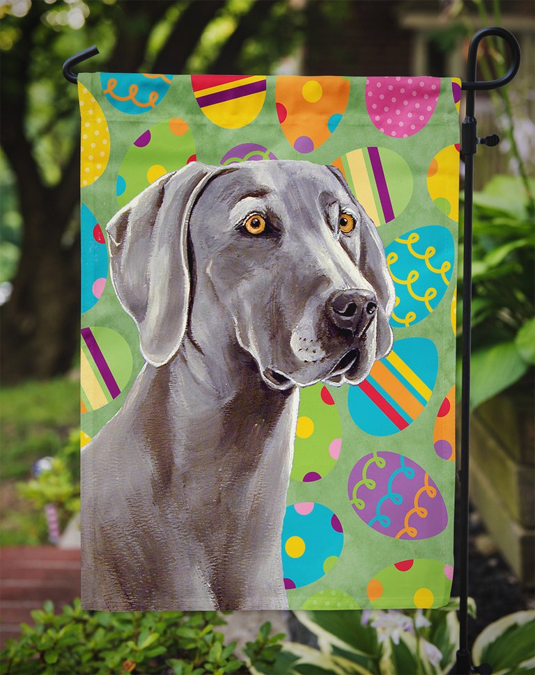 11 x 15 1/2 in. Polyester Weimaraner Easter Eggtravaganza Garden Flag 2-Sided 2-Ply
