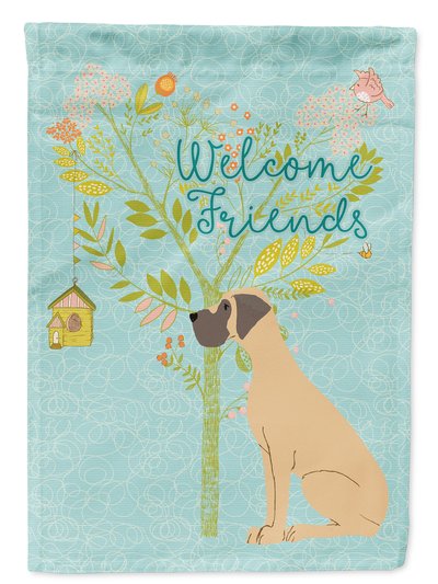 Caroline's Treasures 11 x 15 1/2 in. Polyester Welcome Friends Fawn Great Dane Natural Ears Garden Flag 2-Sided 2-Ply product