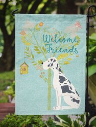 11 x 15 1/2 in. Polyester Welcome Friends Harlequin Great Dane Garden Flag 2-Sided 2-Ply