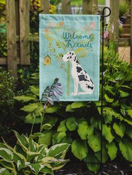 11 x 15 1/2 in. Polyester Welcome Friends Harlequin Great Dane Garden Flag 2-Sided 2-Ply