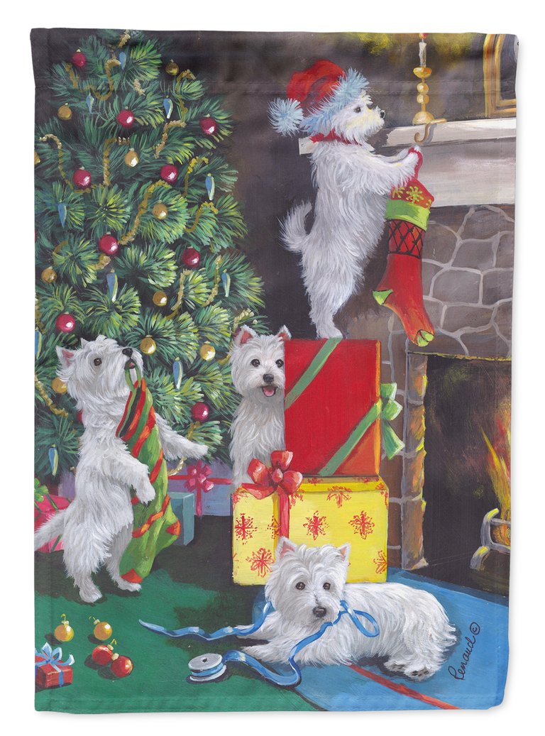 11 x 15 1/2 in. Polyester Westie Christmas Decorating Garden Flag 2-Sided 2-Ply