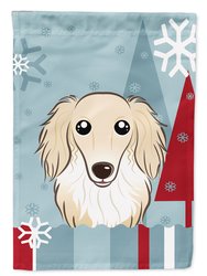 11 x 15 1/2 in. Polyester Winter Holiday Longhair Creme Dachshund Garden Flag 2-Sided 2-Ply