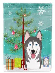 11" x 15 1/2" Polyester Christmas Tree And Alaskan Malamute Garden Flag 2-Sided 2-Ply