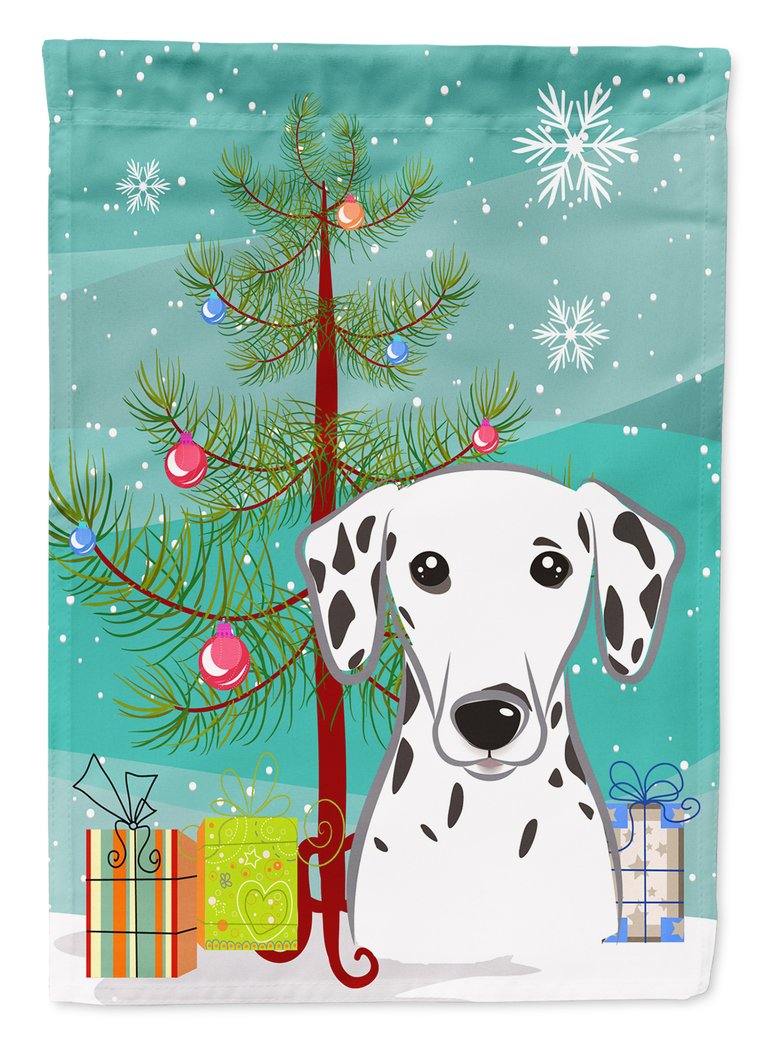 11" x 15 1/2" Polyester Christmas Tree And Dalmatian Garden Flag 2-Sided 2-Ply