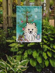 11" x 15 1/2" Polyester Christmas Tree And Pomeranian Garden Flag 2-Sided 2-Ply