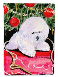 11" x 15 1/2" Polyester Christmas Tree With  Bichon Frise Garden Flag 2-Sided 2-Ply