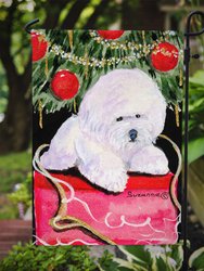 11" x 15 1/2" Polyester Christmas Tree With  Bichon Frise Garden Flag 2-Sided 2-Ply