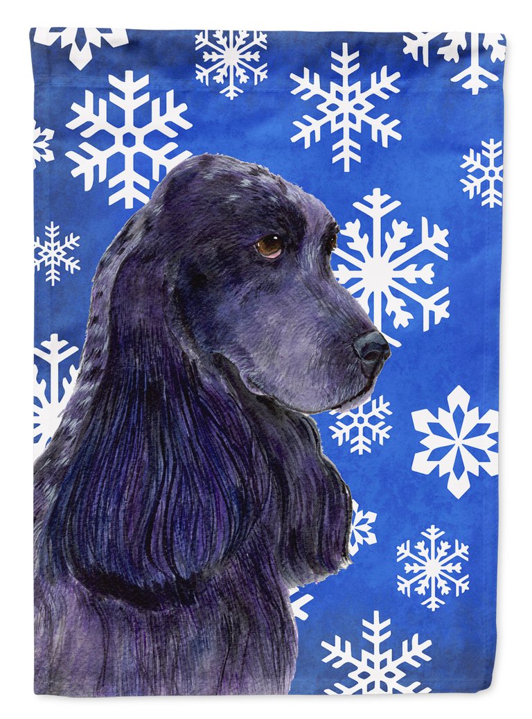 11" x 15 1/2" Polyester Cocker Spaniel Winter Snowflakes Holiday Garden Flag 2-Sided 2-Ply