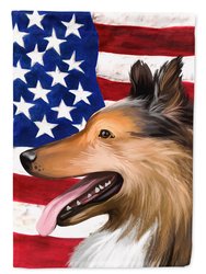 11" x 15 1/2" Polyester Collie Smooth Dog American Flag Garden Flag 2-Sided 2-Ply