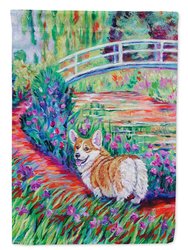 11" x 15 1/2" Polyester Corgi Footbridge Garden Flag 2-Sided 2-Ply