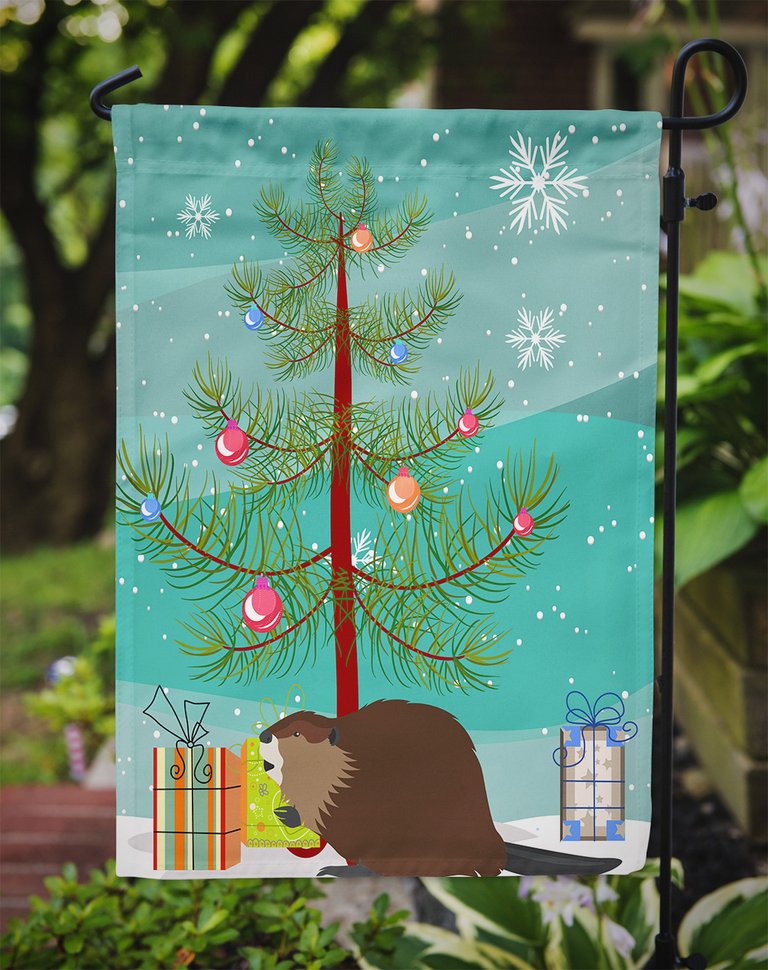 11" x 15 1/2" Polyester Eurasian Beaver Christmas Garden Flag 2-Sided 2-Ply