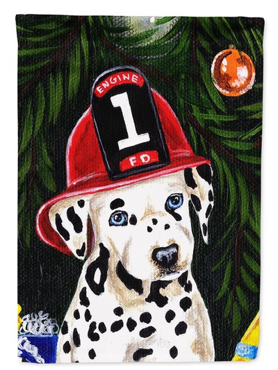 Caroline's Treasures 11" x 15 1/2" Polyester Fire Fighter Christmas Dalmatian Garden Flag 2-Sided 2-Ply product
