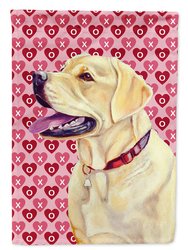 11" x 15 1/2" Polyester Labrador Hearts Love and Valentine's Day Portrait Garden Flag 2-Sided 2-Ply