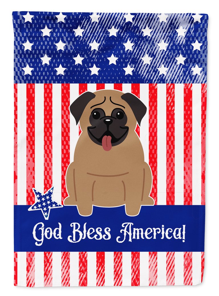 11" x 15 1/2" Polyester Patriotic USA Pug Brown Garden Flag 2-Sided 2-Ply