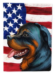 11" x 15 1/2" Polyester Rottweiler Dog American Flag Garden Flag 2-Sided 2-Ply