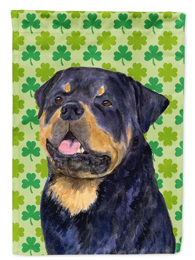 Caroline's Treasures 11" x 15 1/2" Polyester Rottweiler St. Patrick's Day Shamrock Portrait Garden Flag 2-Sided 2-Ply product